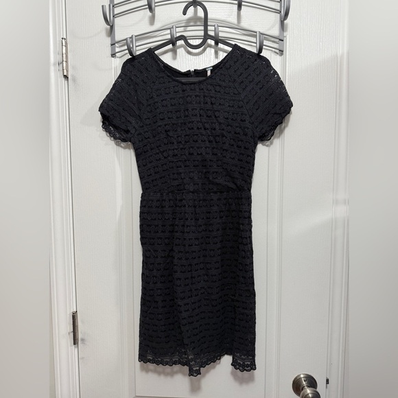 Free People Black Lace Overlay Mini Sheath Dress womens 2 skater boho whimsygoth - Picture 1 of 15